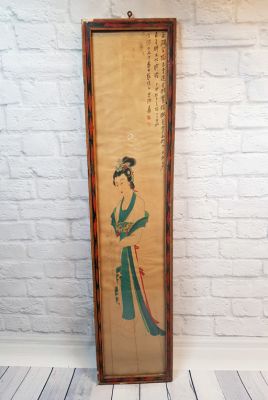 Ancien cadre chinois en Bois - Peinture - Déesse chinoise 2 Ancien cadre chinois en Bois - Peinture - Déesse chinoise 2