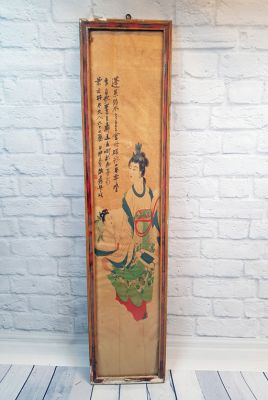 Ancien cadre chinois en Bois - Peinture - Déesse chinoise 4 Ancien cadre chinois en Bois - Peinture - Déesse chinoise 4