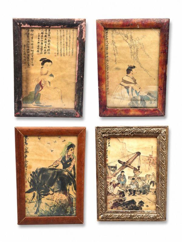 Ancien cadre chinois en Bois - Peinture