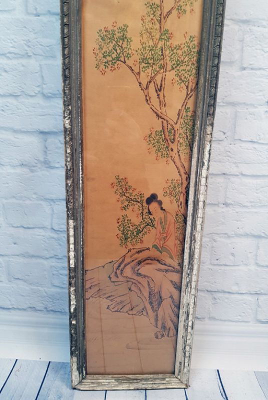 Ancien cadre chinois en Bois - Peinture - La femme dans la forêt 3