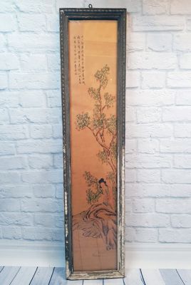 Ancien cadre chinois en Bois - Peinture - La femme dans la forêt