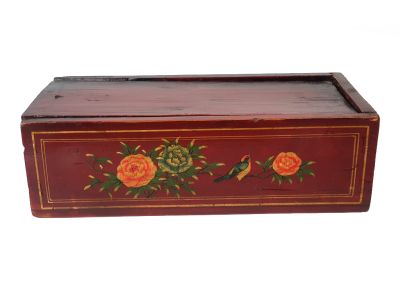 Ancien Coffre Chinois en bois - Fleurs et Oiseau