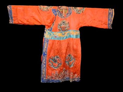 Ancien Costume de Théâtre Chinois Orange Dragon