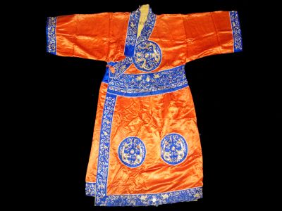 Ancien costume traditionnels de Théâtre Chinois - Orange - Tenue de l'empereur