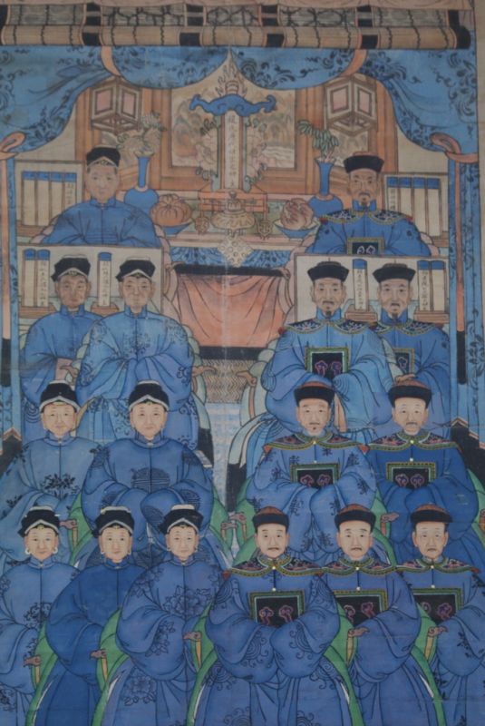 Ancien grand portrait d'ancêtres chinois Dynastie Qing 2