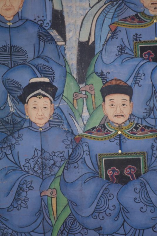 Ancien grand portrait d'ancêtres chinois Dynastie Qing 4