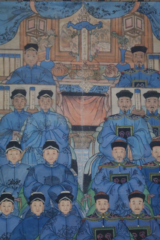 Ancien grand portrait d'ancêtres chinois Dynastie Qing 5