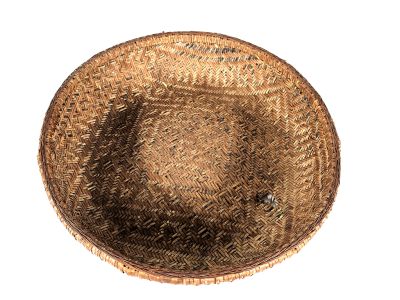 Ancien plateau chinois tressée - Vannerie - Abimé - Réduction