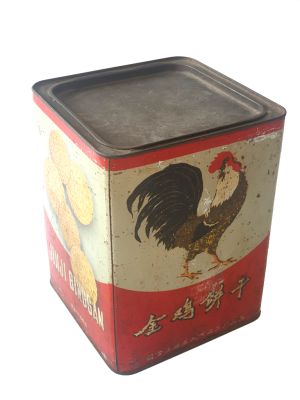 Ancienne boîte chinoise à Biscuits - Coq