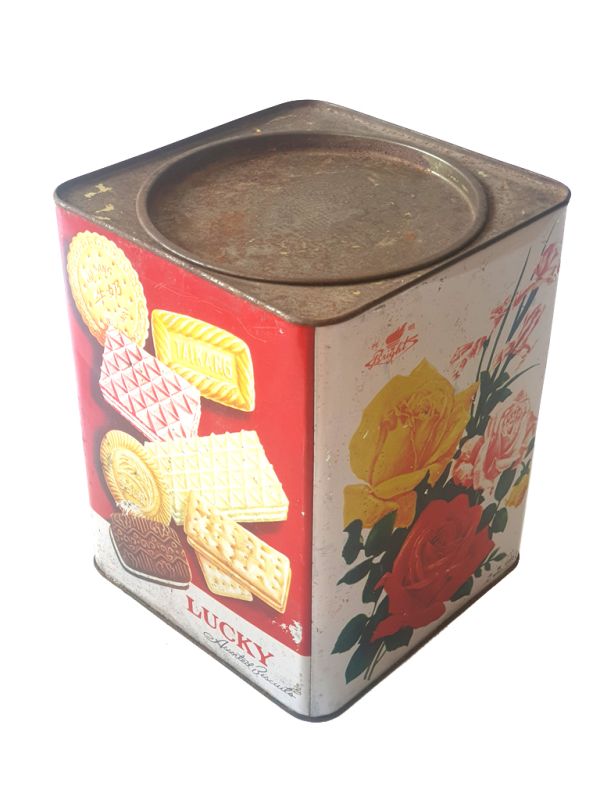 Ancienne boîte chinoise à Biscuits - Fleurs et biscuits