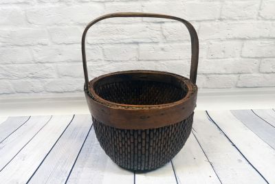 Ancienne boite chinoise tressée à la main - Vannerie - Ancien petit panier Ancienne boite chinoise tressée à la main - Vannerie - Ancien petit panier