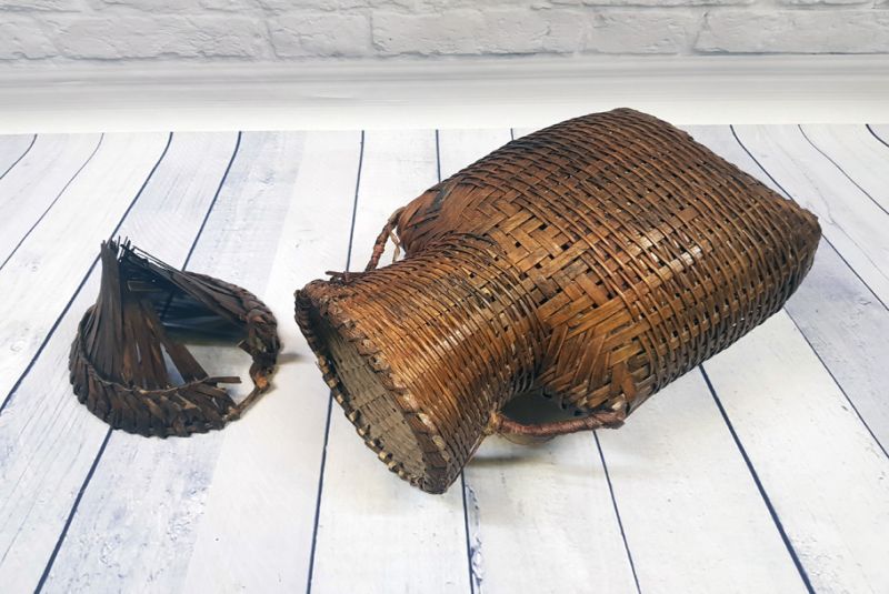 Ancienne boite chinoise tressée à la main - Vannerie - Ancienne nasse de pêche chinoise 5
