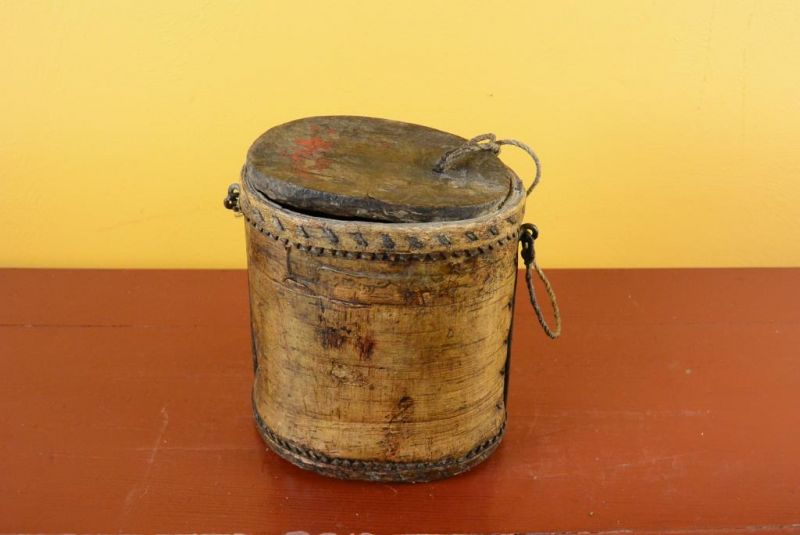 Ancienne boite de transport chinoise - Pique-nique - Bois et cuir 1
