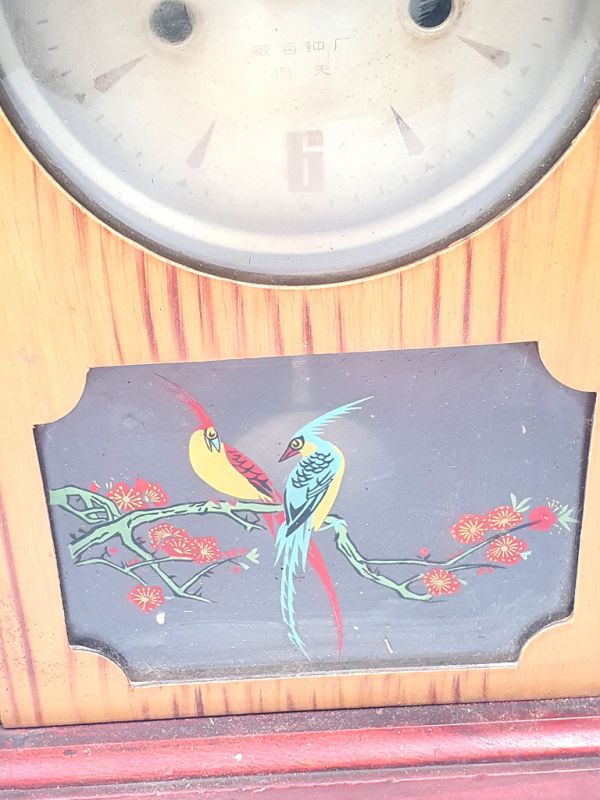 Ancienne horloge chinoise - Pendule de Chine - Haidu - Oiseaux du paradis 3