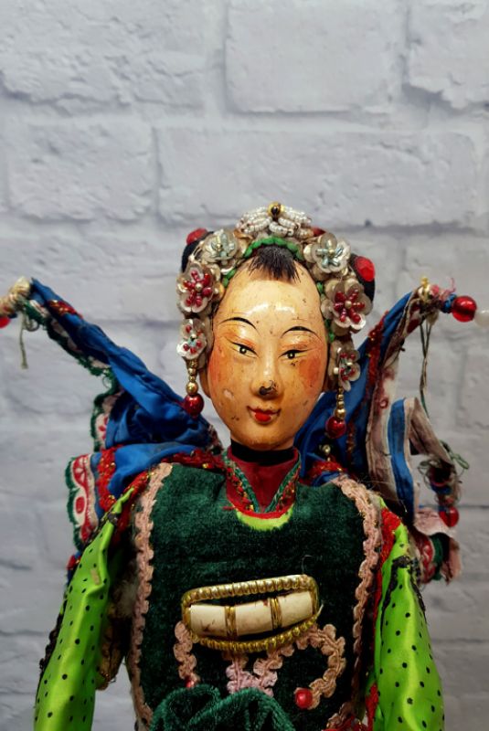 Ancienne marionnette de Théâtre chinoise - Province Fujian - Personnage  principale - Femme