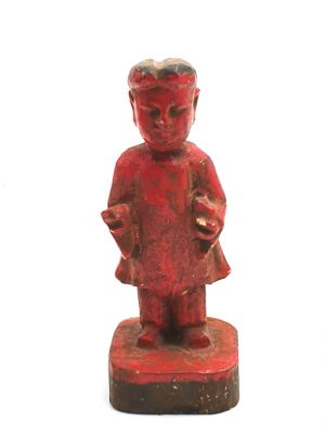 Ancienne reproduction - Petite Statue votive Chinoise - Rouge