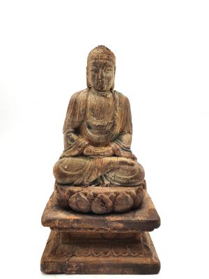 Ancienne statue asiatique en bois - Bouddha