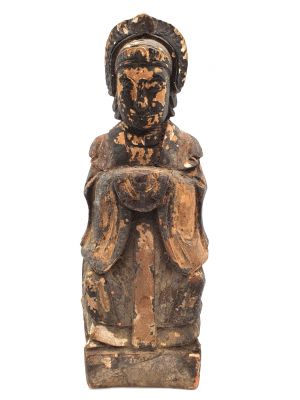 Ancienne statue votive chinoise - Couple Dynastie Qing 2 Ancienne statue votive chinoise - Couple Dynastie Qing 2