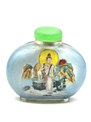 Ancienne tabatière Chinoise en Verre - Déesse Guanyin Ancienne tabatière Chinoise en Verre - Déesse Guanyin
