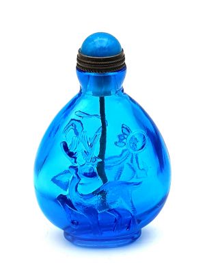 Ancienne tabatière chinoise - Verre soufflé - Le tigre et le certf