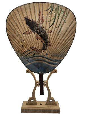 Anciens éventails Japonais - Uchiwa - Papier et bois - Carpe japonaise