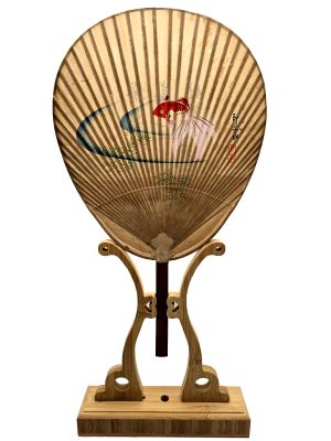 Anciens éventails Japonais - Uchiwa - Papier et bois - Carpe japonaise porte-bonheur