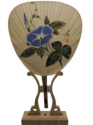Anciens éventails Japonais - Uchiwa - Papier et bois - Ipomée - Liseron bleu - Amour éphémère Anciens éventails Japonais - Uchiwa - Papier et bois - Ipomée - Liseron bleu - Amour éphémère