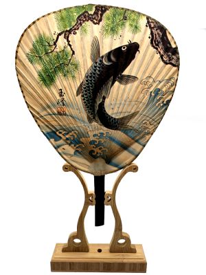 Anciens éventails Japonais - Uchiwa - Papier et bois - Koi japonais