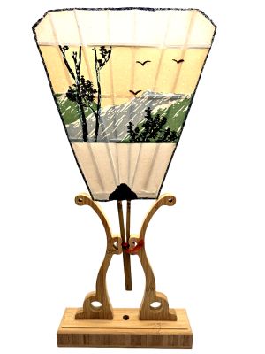 Anciens éventails Japonais - Uchiwa - Papier et bois - La montagne enneigé