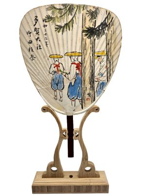 Anciens éventails Japonais - Uchiwa - Papier et bois - Les paysans japonais