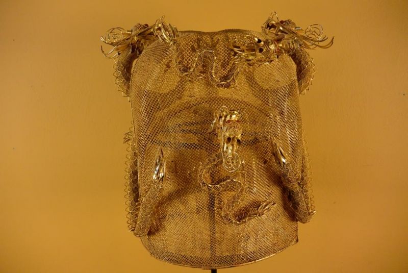 Ancient Chinese Theatre Hat Emperor - Gold plated 5