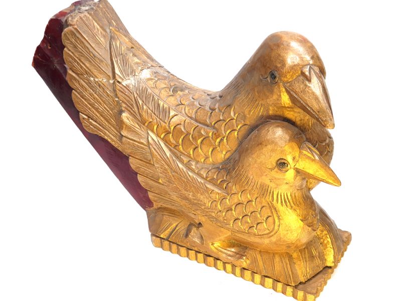 Ancient Chinese wooden bird - 2 birds 1