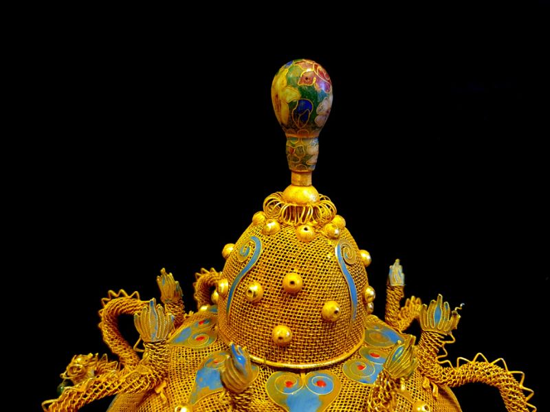 Ancient golden Chinese Theatre Hat - Emperor and Empress - The cap of the emperor's son2