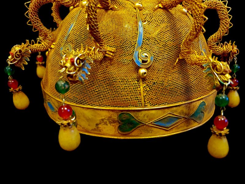 Ancient golden Chinese Theatre Hat - Emperor and Empress - The cap of the emperor's son3