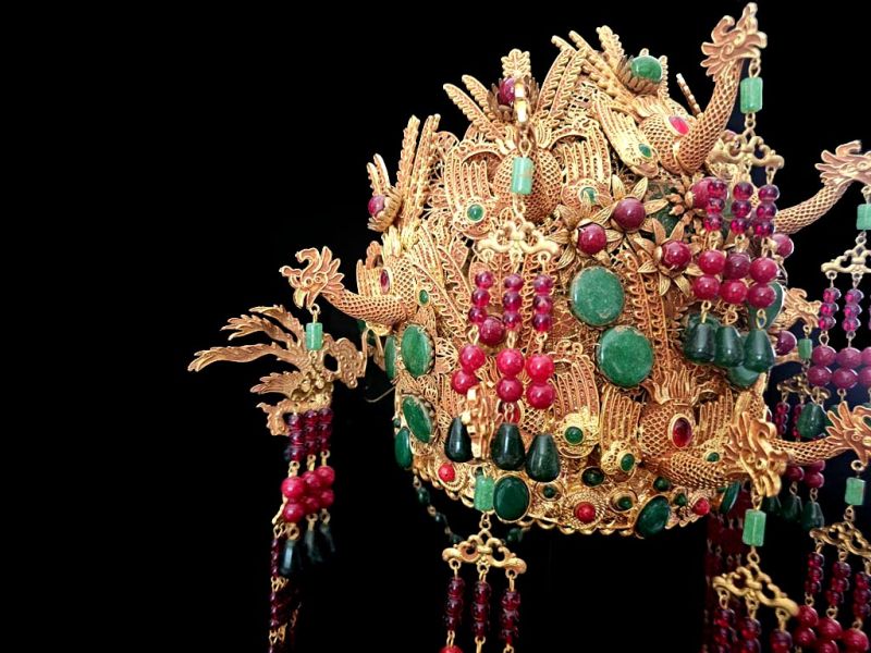Ancient golden Chinese Theatre Hat - Emperor and Empress -The Green Phoenix - Empress Qing 3