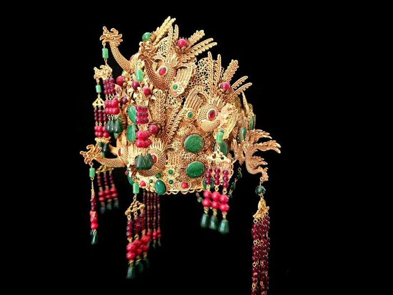 Ancient golden Chinese Theatre Hat - Emperor and Empress -The Green Phoenix - Empress Qing 4