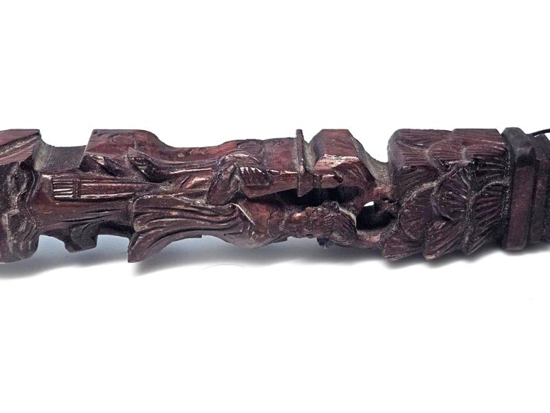 Ancient Scholar‑Musician Carved Brush – Qing Dynasty Calligraphic Symphony 4