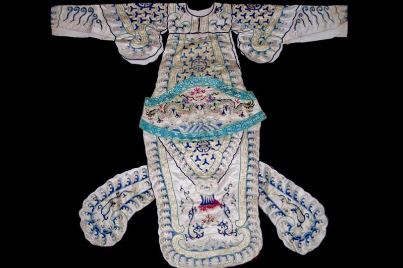 Ancient traditional Chinese theater costume - Blue-and-White Chinese Dragon Opera Robe 1