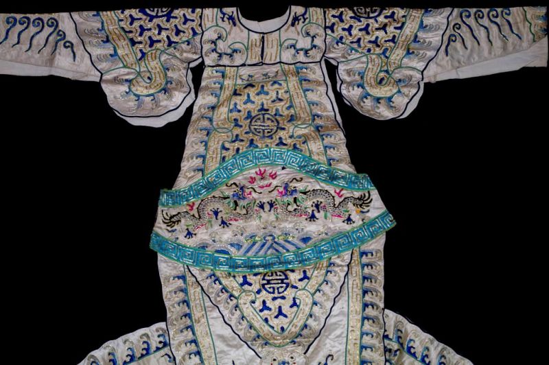 Ancient traditional Chinese theater costume - Blue-and-White Chinese Dragon Opera Robe 2