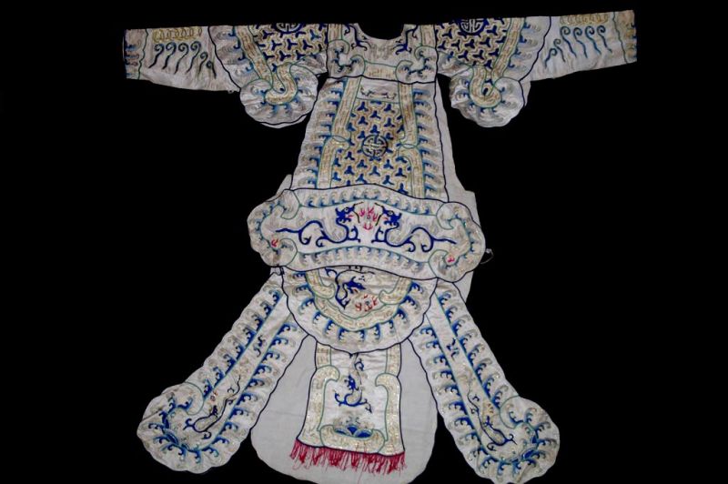 Ancient traditional Chinese theater costume - Blue-and-White Chinese Dragon Opera Robe 4