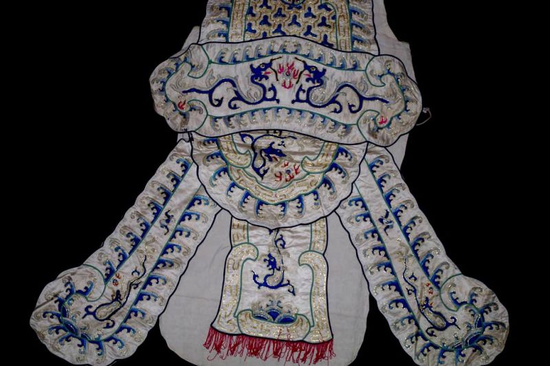 Ancient traditional Chinese theater costume - Blue-and-White Chinese Dragon Opera Robe 5