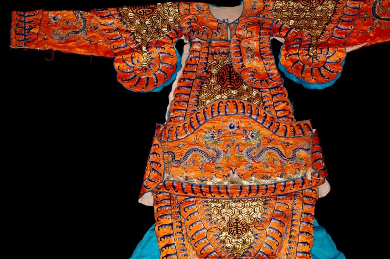 Ancient traditional Chinese theater costume - Imperial Orange Dragon Opera Robe 3