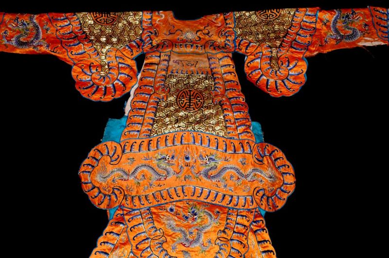 Ancient traditional Chinese theater costume - Imperial Orange Dragon Opera Robe 5