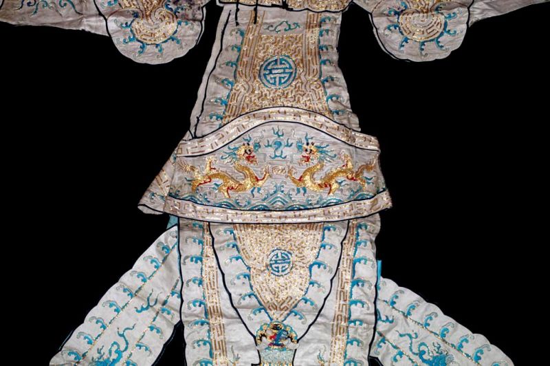 Ancient traditional Chinese theater costume - Imperial White & Blue Dragon Opera Costume 2