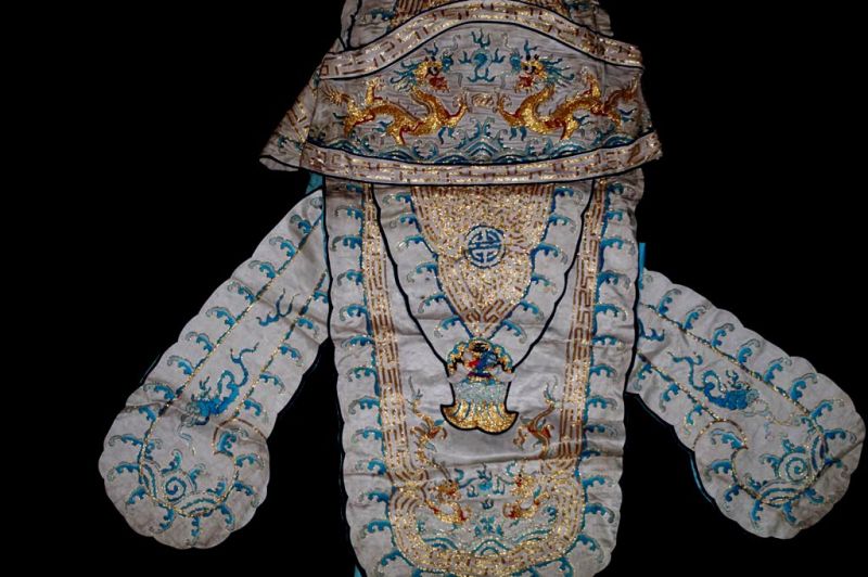 Ancient traditional Chinese theater costume - Imperial White & Blue Dragon Opera Costume 3
