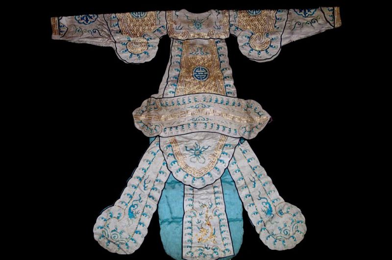 Ancient traditional Chinese theater costume - Imperial White & Blue Dragon Opera Costume 4
