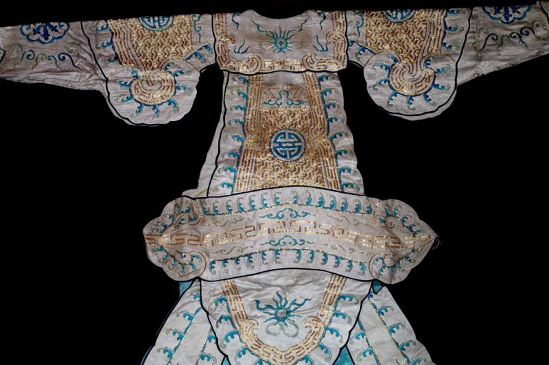 Ancient traditional Chinese theater costume - Imperial White & Blue Dragon Opera Costume 5