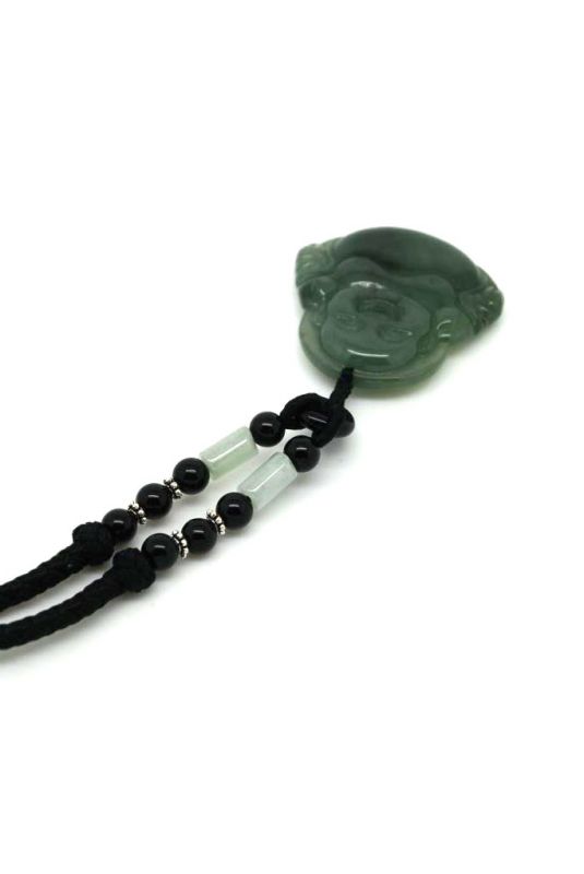 Anhänger aus Jade - Groß Lachender Buddha - Kaiser grün 3
