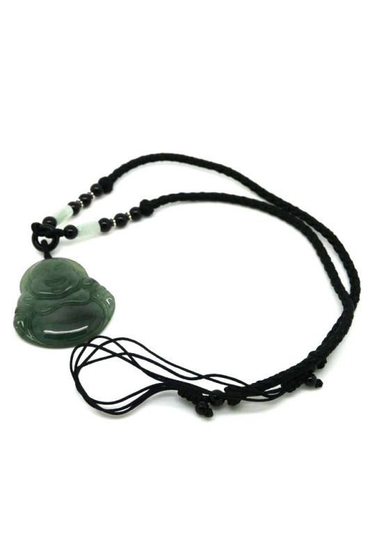 Anhänger aus Jade - Groß Lachender Buddha - Kaiser grün 4