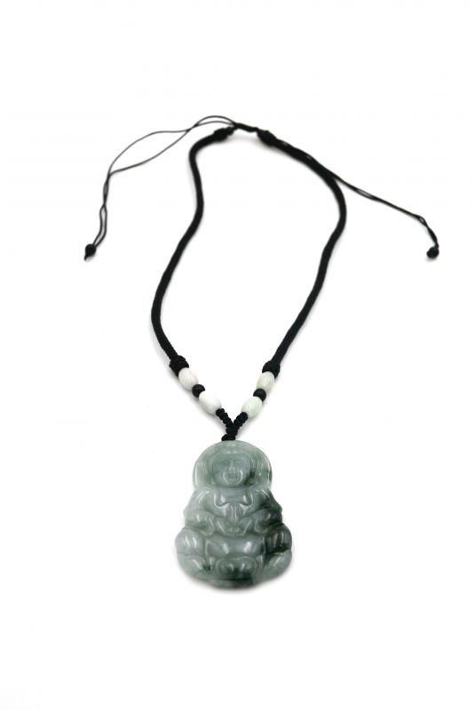 Anhänger aus Jade - Großen Buddha - Weiß und Grüne spotted 2